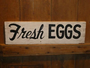 SELTENES ALTES LACK ORIGINAL BAUERNHOF ''FRISCHE EIER'' PRIMITIVES HOLZSCHILD VINTAGE ANTIK - Bild 1 von 9