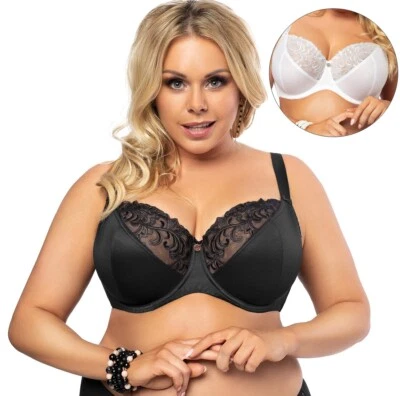 Gorsenia Bügel BH große Größen starker Halt breite Träger Dessous schwarz weiß - Bild 1 von 4