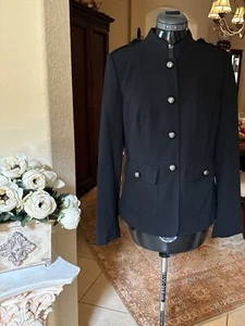 Giacca blazer donna Vince Camuto Military Peplum taglia 4 nera nuova con etichette prezzo al dettaglio consigliato $179 - Foto 1 di 14
