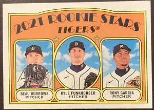 2021 TOPPS HERITAGE #142 KYLE FUNKHOUSER BEAU BURROWS RONY GARCIA ROOKIE STARS - Bild 1 von 2