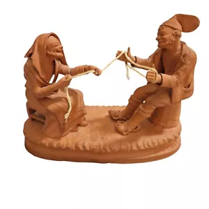 Signed Italian Grasso Redware Terracotta Pottery Figurine S2-2 Man Woman Vintage - Picture 1 of 12