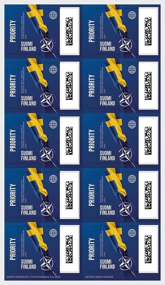 Finlandia 2024 Suecia OTAN Membresía OTAN Miembro Banderas 10v HOJA COMPLETA Foto 1 de 1