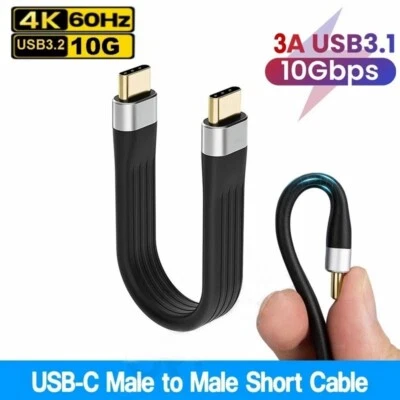 Cable corto USB-C USB 3.1 Tipo C Cable de carga rápida USB C datos 4K cable de video Foto 1 de 4