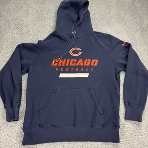 Nike Mens Navy Blue Hoodie Sweatshirt Pullover NFL Chicago Bears Size L - Picture 1 of 9