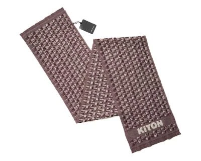 Kiton Napoli $1,050 Nuevo con Etiquetas Borgoña Blanco 100% Cachemira Flecos Bufanda 67"X11" Foto 1 de 4