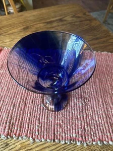 Libbey XL Glass Cobalt Blue & Clear Swirl Huge 26oz Marbelique Martini Margarita - Picture 1 of 6