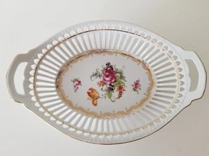 LDB Co Royal Bavaria Cuenco de porcelana ovalado reticulado alemán con recortes de corazón - Imagen 1 de 8