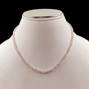 Rose Quartz Necklace: Beaded necklace 4mm roundel beads Women's Gemstone Jewelry - Picture 1 of 6