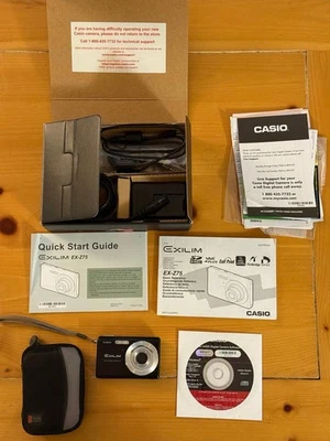 Cámara digital Casio Exilim EX-Z75 con caja, manuales, CD, cargador, batería, estuche Foto 1 de 4
