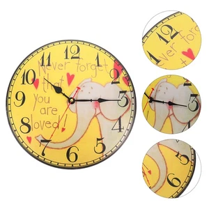 1PC Wooden Retro Graffiti Wall Clock Decor Home Wall Decorative Hanging Clock - Picture 1 of 12
