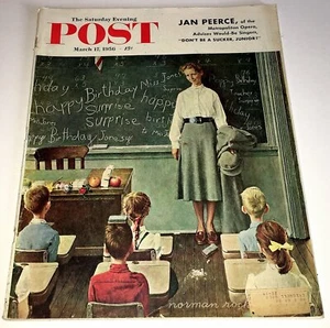 NORMAN ROCKWELL MARCH 17, 1956 TEACHER'S BIRTHDAY POST MAGAZINE - Picture 1 of 1