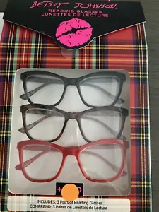 BETSEY JOHNSON 3 piezas NEGRO - TORTUGA - ROJO Lectores +2.00 NUEVO EN CAJA - Imagen 1 de 6