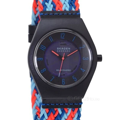Reloj SKAGEN Samso Series Hombre con Energía Solar, Negro Azul Rojo, Correa de Malla Trenzada Foto 1 de 4