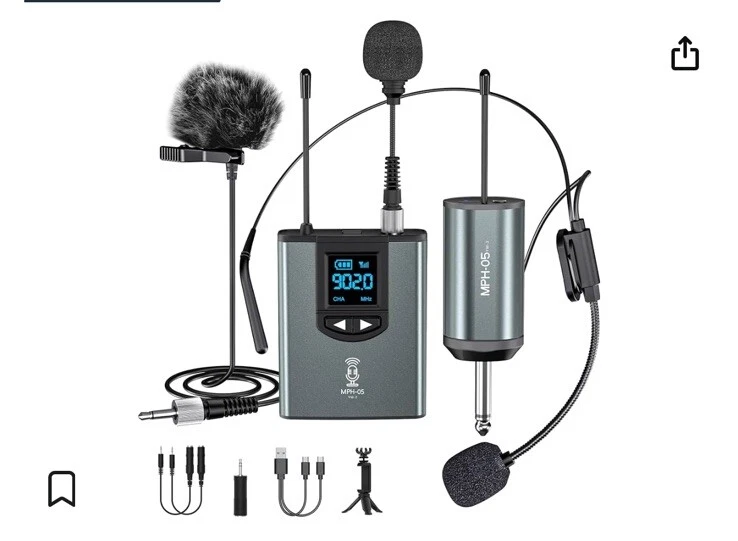 UHF Wireless Microphone System Headset Mic/Stand Mic/Lavalier Lapel Mic with ... - Image 1 of 1