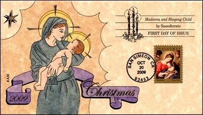 Scott 4424 44 Cents Madonna B Montgomery Hand Painted FDC 57 / 60 - Image 1 of 2