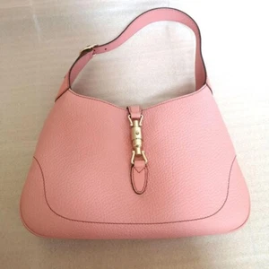 Auth GUCCI Shoulder Bag Jackie Leather Rare Pink with Dust Bag Shop Card KN1 - Picture 1 of 13