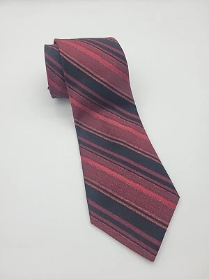 J. Ferrar Striped Black & Red Silk Tie Foto 1 de 4