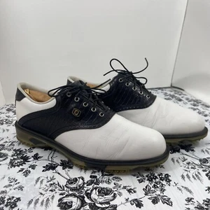 FootJoy DryJoys Tour Golfschuhe weiß schwarz Schlangenleder Alligator 53668 Größe 9,5 - Bild 1 von 15