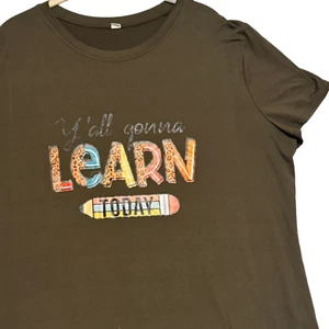 Lehrer T-Shirt Y'all Gonna Learn Today braun bunt Animal Print Grafik Tee - Bild 1 von 8