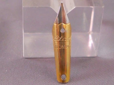 Star Pen Co pluma estilográfica vintage chapada en oro con punta plateada de dos tonos nueva en caja--buena Foto 1 de 4