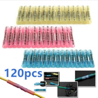 120X Heat Shrink Butt Splice Crimp Wire Connectors seal waterproof Terminals Kit - Image 1 of 4