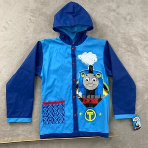 Thomas the Tank Engine Rain Slicker Jacket Boys Size M/L Hooded Blue NWT - Picture 1 of 9