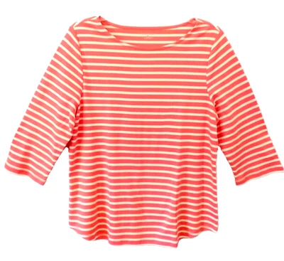 Blusa de algodão listrada laranja coral Studio Works manga 3/4 nova com etiquetas - GG nova - Imagem 1 de 4