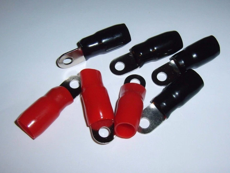 (2) Audio Power Ground Wire Ring Terminals Nickel 1/0 Ga Gauge 5/16" Connectors - Image 1 of 1