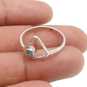 Round Labradorite Stone Bezel Cocktail Mother Statement Ring 925�Solid�Silver - Bild 1 von 10
