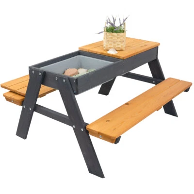 Meppi Sitzgruppe aus Holz für Kinder - Stabil und mit Matschwannen - weiss grün - Bild 1 von 4