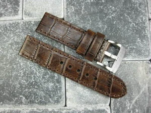 20 mm BIG CROCO Lederband antikbraun dick Uhrenarmband Gürtel braun für OMEGA - Bild 1 von 9