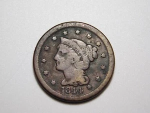 US COINS 1844 BRAIDED HAIR LARGE CENT - Picture 1 of 8