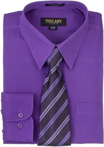 Men's Dress Cotton-Blend Shirts W/ Matching (Random design) Tie Set -20 colors - Picture 1 of 30