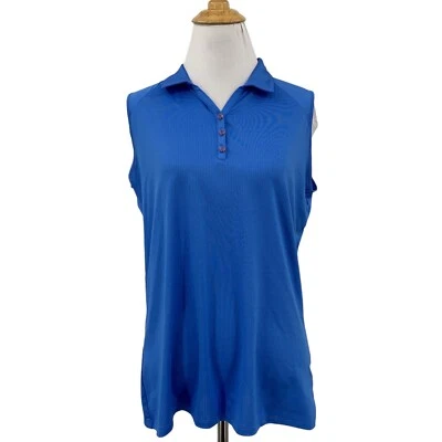 Polo deportivo Haley para mujer M mediano azul astral sin mangas rendimiento golf Foto 1 de 4