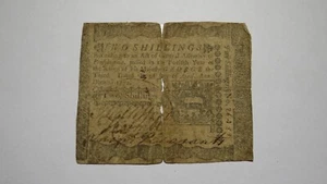 1772 Two Shillings Pennsylvania PA Colonial Currency Bank Note Bill RARE 2s - Picture 1 of 2
