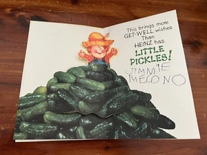 Tarjeta de felicitación de colección Heinz Pickles American Greetings Forget Me Not Get Well - Imagen 1 de 10