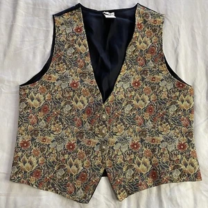 Vtg 80s 90s Touché LA Floral Brocade Tapestry Vest 20W Deco Buttons Cottagecore - Picture 1 of 8