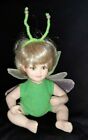 Vintage Porcelain Seated Doll Fairy Wings Blond 5"
