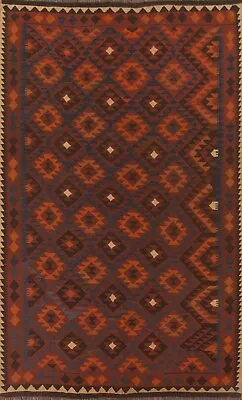 Tribal Reversible Kilim Geometric Oriental Area Rug Hand-Woven Wool 7x10 Carpet - Image 1 of 4