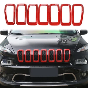 Cubierta de moldura de marco de parrilla delantera de auto 7 piezas para Jeep Cherokee 2014-2018 - Imagen 1 de 6