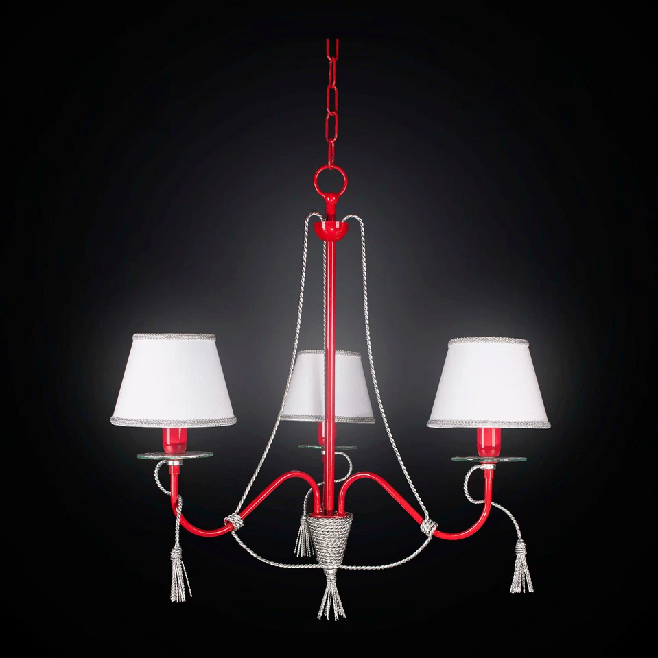 Lámpara de araña contemporánea en hierro forjado rojo y dorado 3 luces BGA 2262-3VF Foto 1 de 1