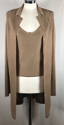 Emanuel Ungaro Women's  Two Piece Cardigan Set Nude Top Size M Jacket Size L - Image 1 of 4