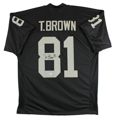 Tim Brown Authentic Signed Black Pro Style Jersey Autographed BAS Witnessed - Image 1 of 3
