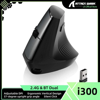 AJAZZ x ATTACK SHARK  I300 Vertical Ergonomic Optical Mouse, Dual Wireless Mouse - Image 1 of 4