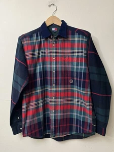 Vintage Tommy Hilfiger Button Up Youth Size XL Plaid Multi Color Block  - Picture 1 of 4