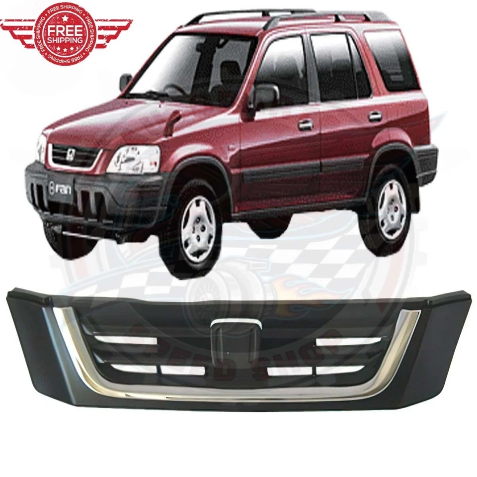 New Front Bumper Upper Grille Black with Chrome Molding For 1997-2001 HONDA CR-V Foto 1 de 1