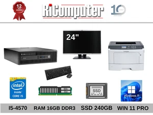 Postazione PC I5-4570 Ram 16GB SSD Monitor 24 + Stampante Lexmark RICONDIZIONATO - Foto 1 di 1