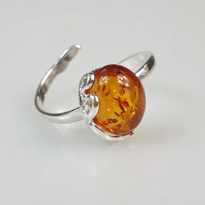 Anello pietra preziosa cristallo anelli di regolazione ambra baltica nuovo... - Immagine 1 di 4