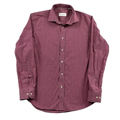 Рубашка мужская Robert Graham Dress 15,5 39 красная в полоску на пуговицах опрятная - Изображение 1 из 4