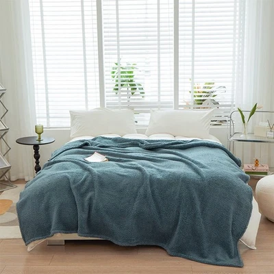 Doppelseitige Kunst Lammwolle Decke Weich Warm Kuschelig Plüsch Überwurf Decke - Bild 1 von 4